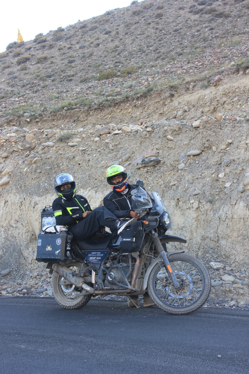 Royal Enfield Himalayan on a mountain road in Spiti